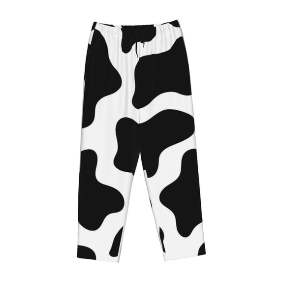 Lsque Cow Print Black White Print Women's Pajama Pants, Lounge Pant - Comfortable Home Wear,Elastic Waistband, Stylish Design-X-Large