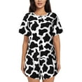 thumbnail image 1 of Lsque Cow Print Black White Women's Short-Sleeved Pajama Set - 2 Piece Soft and Lightweight Sleepwear Set-XX-Large, 1 of 9