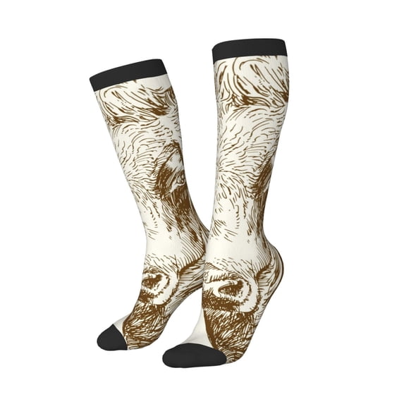Lsque Cow Printed Crew Socks Men's Women's LightWeight Thin Casual Calf Socks ,Knee High Socks,Cotton Socks