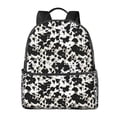 thumbnail image 1 of Lsque Cow Skin 1 Pattern Backpack – School Travel Canvas Daypack with Ergonomic Padded Straps, Multiple Compartments & Leather Handle, 1 of 5