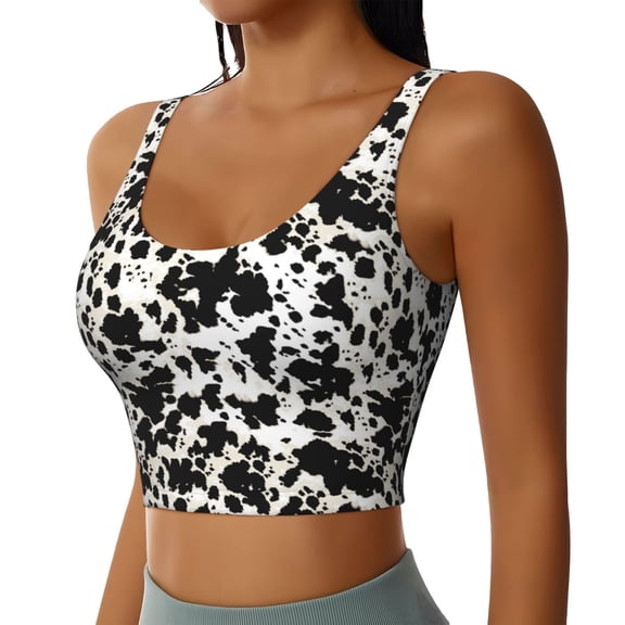Lsque Cow Skin 1 Printed Women'S Sports Bra, Compression, Moisture Wicking, High-Impact Sports Bra For Women,Supportive sports bra-Medium