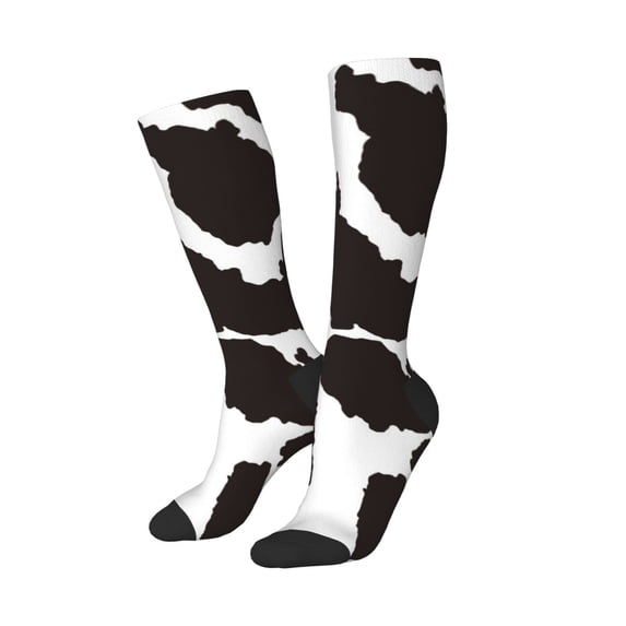 Lsque Cow Skin 2 Printed Crew Socks Men's Women's LightWeight Thin Casual Calf Socks ,Knee High Socks,Cotton Socks