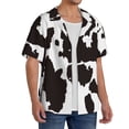 thumbnail image 1 of Lsque Cow Skin 2 print Men's Cuban Collar Short Sleeve Shirt Summer Beachwear Casual Button Down Fashionable Vacation Leisure Shirt-Large, 1 of 7