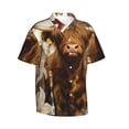 thumbnail image 1 of Lsque Cow With Butterflies Lilies pattern Hawaiian Shirt for Men, Unisex Summer Beach Casual Short Sleeve Button Down Shirts-3X-Large, 1 of 9