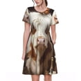 thumbnail image 1 of Lsque Cow With Butterflies Print Women's Casual Dress T-Shirt Summer Short Sleeve Scoop Neck Swing Dresses, 1 of 6