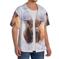 thumbnail image 1 of Lsque Cow print Men's Cuban Collar Short Sleeve Shirt Summer Beachwear Casual Button Down Fashionable Vacation Leisure Shirt-Small, 1 of 7