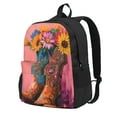 thumbnail image 1 of Lsque Cowboy Boots With Flowers Pattern Adult Backpack – Durable & Lightweight PU Canvas Storage Bag , 15” Laptop Compartment, and Multiple Pockets, 1 of 7