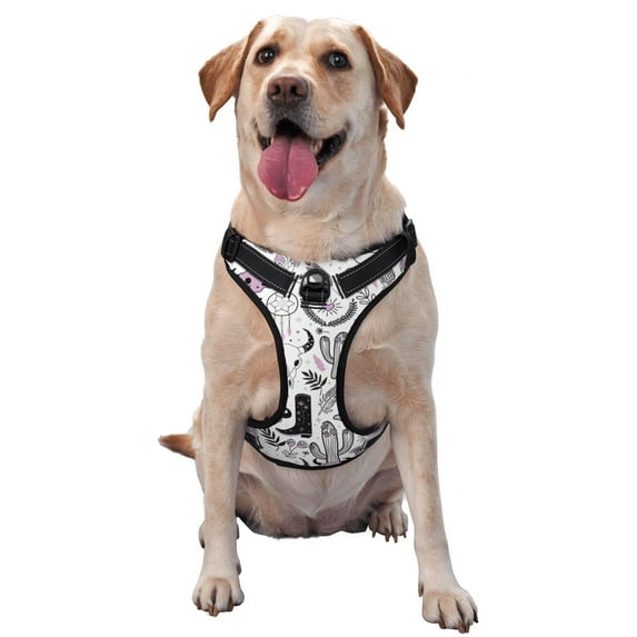 Lsque Cowboy Dog Harness, No-Pull Pet Harness with 2 Leash Clips, Adjustable Soft Padded Dog Vest with Easy Control Handle for Large Dogs-Large