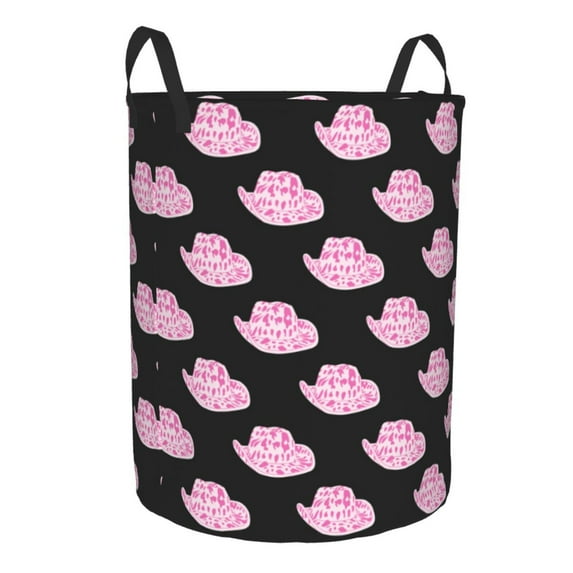 Lsque Cowboy Hat pattern Laundry Hamper Basket, Tall Woven Rope Hamper Basket for Clothes, Lightweight Storage Basket, Collapsible Waterproof-Small