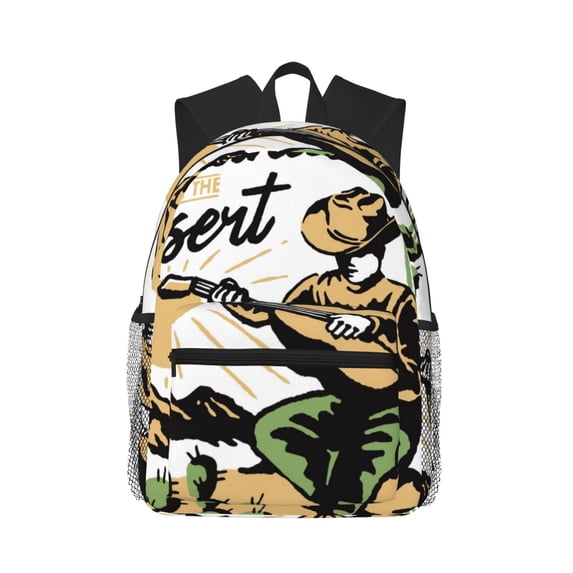 Lsque Cowboy Playing Guitar Classic Casual Backpack - Large Capacity Water-Resistant Backpack for School, Work, Travel, and Outdoor Activities