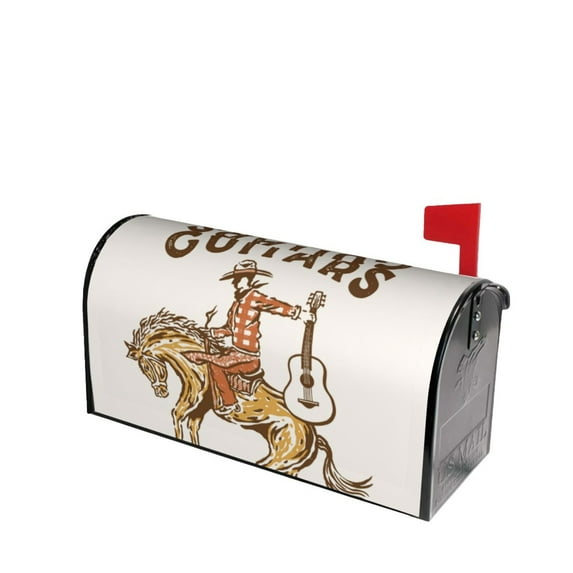 Lsque Cowboy Rodeo Guitar Mailbox Cover Standard Size ,Magnetic Mailbox Covers Post Wraps Letter Box Cover -21x18 in