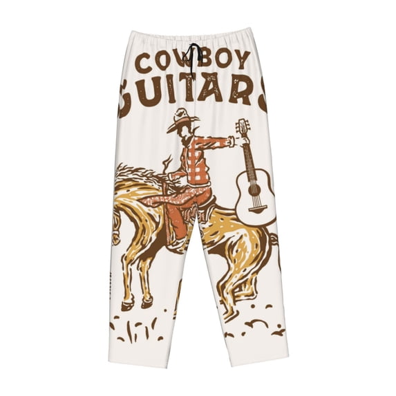 Lsque Cowboy Rodeo Guitar Print Women's Pajama Pants, Lounge Pant - Comfortable Home Wear,Elastic Waistband, Stylish Design-Small