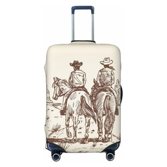 Lsque Cowboys Riding Horses Printed Luggage Cover, Travel Luggage Protector,Scratch and Dirt Resistant, Fits 18-32 Inch Luggage - Large