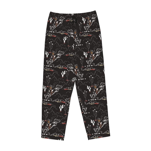 Lsque Cowgirl In Desert Print Women's Pajama Pants, Lounge Pant - Comfortable Home Wear,Elastic Waistband, Stylish Design-Large
