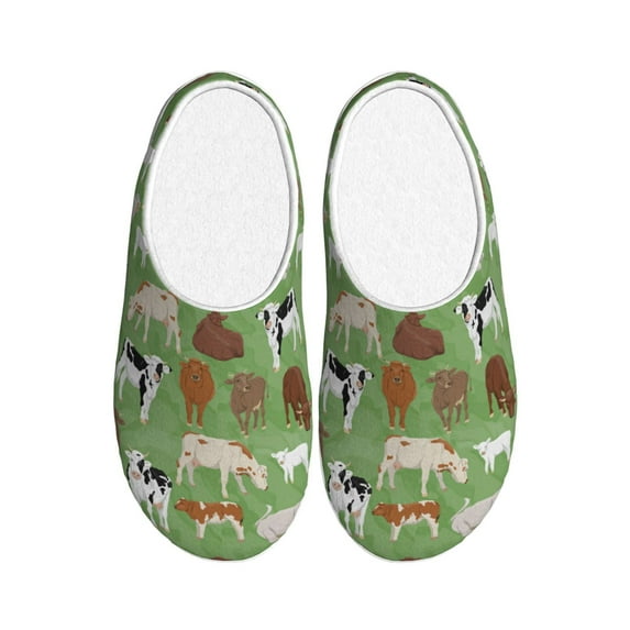Lsque Cows And Calves Pattern Womens Comfort Cotton on Scuff With Memory Foam and Anti-skid Sole Slipper-46/47