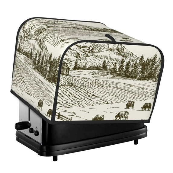 Lsque Cows Grazing On Meadow Print 4 Slice Toaster Cover , Kitchen Appliance Dustproof Protector , Toaster Protector Dustproof Kitchen Appliance Cover