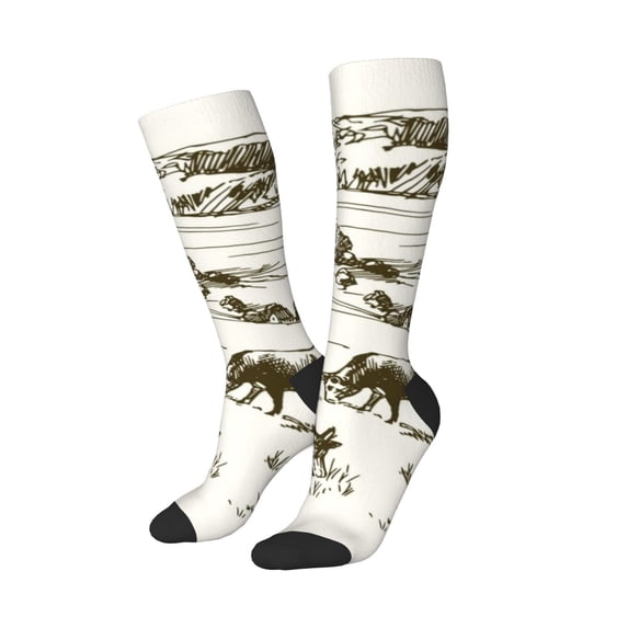 Lsque Cows Grazing On The Meadow 1 Printed Crew Socks Men's Women's LightWeight Thin Casual Calf Socks ,Knee High Socks,Cotton Socks