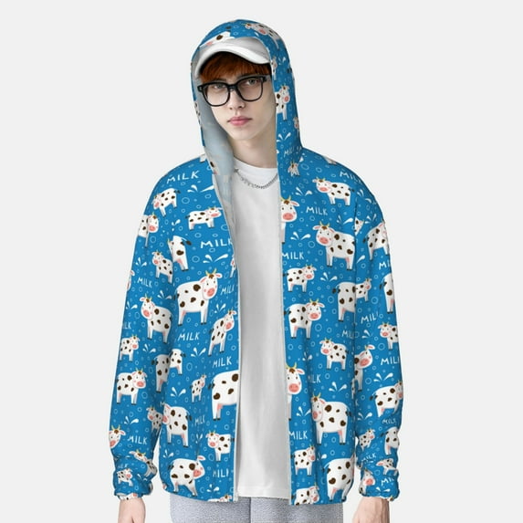 Lsque Cows Milk UPF 50+ Lightweight Sun Protection Men's Women's Long Sleeve Shirt, Hoodie Performance -Large