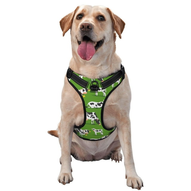 Lsque Cows With Calfs Green Dog Harness, NoPull Pet Harness with 2