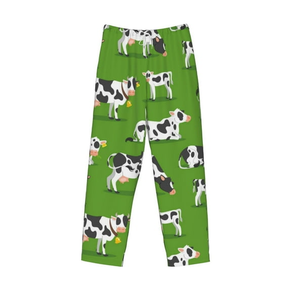 Lsque Cows With Calfs Green Print Men's Pajama Pants, Lounge Pant - Comfortable Home Wear,Elastic Waistband, Stylish Design-Large