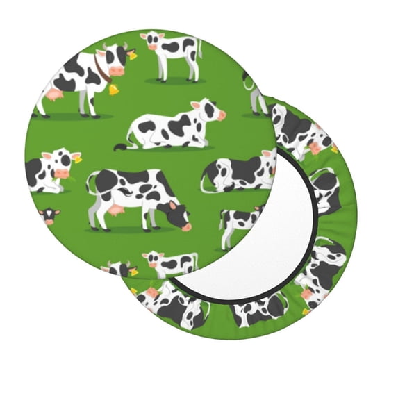 Lsque Cows With Calfs Green Round Bar chair cushion covers Velvet Fabric Premium Comfort Protects from Scratches and Stains for 14-17 Inch Chair- 13 inch