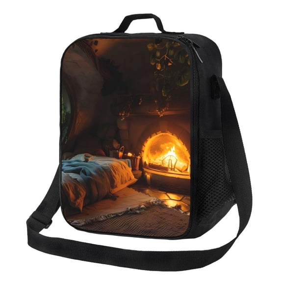 Lsque Cozy Tree Hole Cabin Lunch Bag Lunch Box for Women Men Reusable Insulated Lunch Tote Bag,Leakproof Thermal Cooler Sack Food Handbags Case High Capacity