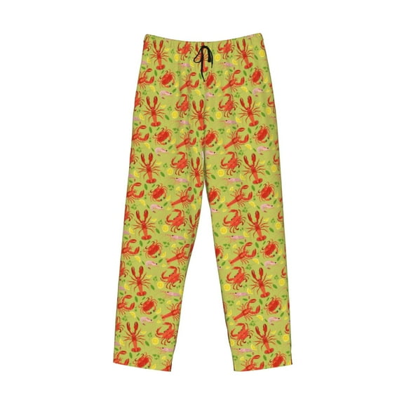 Lsque Crab Lobster Print Men's Pajama Pants, Lounge Pant - Comfortable Home Wear,Elastic Waistband, Stylish Design-Small