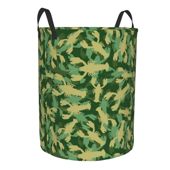 Lsque Crayfish Army pattern Laundry Hamper Basket, Tall Woven Rope Hamper Basket for Clothes, Lightweight Storage Basket, Collapsible Waterproof-Small