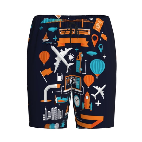 Lsque Creative Transport Mens Sleep Pajama Shorts,Short Pajama Pants, Cotton Ultra-Soft Knit-Large