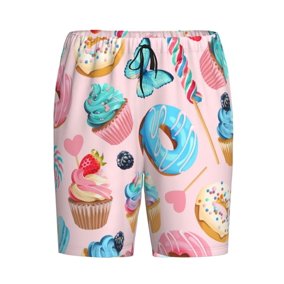 Lsque Cupcakes and Donuts Mens Sleep Pajama Shorts,Short Pajama Pants, Cotton Ultra-Soft Knit-X-Large