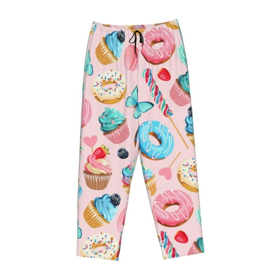 Lsque Cupcakes and Donuts Print Women's Pajama Pants, Lounge Pant - Comfortable Home Wear,Elastic Waistband, Stylish Design-Small