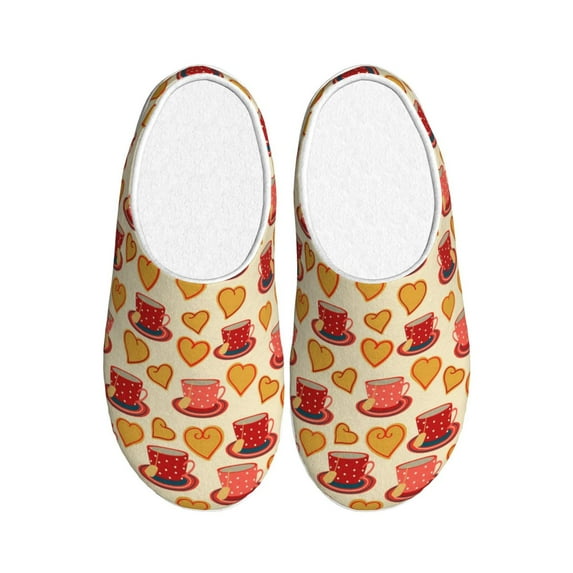 Lsque Cups of Tea Pattern Womens Comfort Cotton on Scuff With Memory Foam and Anti-skid Sole Slipper-35/36