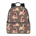 thumbnail image 1 of Lsque Cut Pug Pattern Backpack – School Travel Canvas Daypack with Ergonomic Padded Straps, Multiple Compartments & Leather Handle, 1 of 5