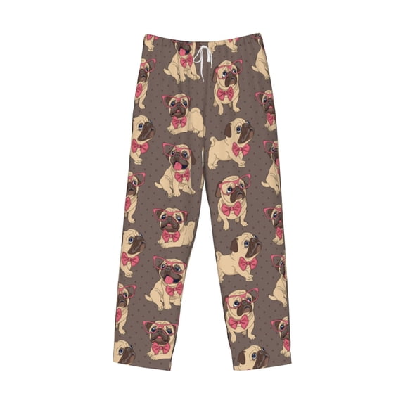 Lsque Cut Pug Print Men's Pajama Pants, Lounge Pant - Comfortable Home Wear,Elastic Waistband, Stylish Design-Medium