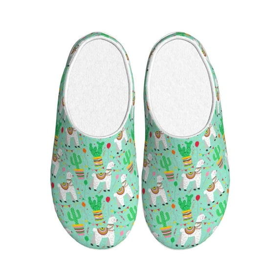 Lsque Cute Alpaca 1 Pattern Womens Comfort Cotton on Scuff With Memory Foam and Anti-skid Sole Slipper-40/41