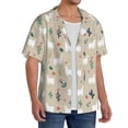 thumbnail image 1 of Lsque Cute Alpaca print Men's Cuban Collar Short Sleeve Shirt Summer Beachwear Casual Button Down Fashionable Vacation Leisure Shirt-4X-Large, 1 of 7