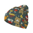 thumbnail image 1 of Lsque Cute Animal Forest Pattern Knitted Beanie, Unisex Winter Hat, Knit Hat Winter Beanies Thick Fisherman Beanies Cuffed Plain Skull Caps, 1 of 6