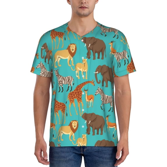 Lsque Cute Animals Pattern Mens Polo Golf Shirts Funny Graphics Shorts Sleeve Button Shirts Baseball T-shirt-3X-Large