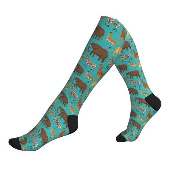 Lsque Cute Animals Pattern Sport Compression Socks for Men & Women 15-20 mmHg Knee High Nurse Pregnant Running Medical and Travel Athletic