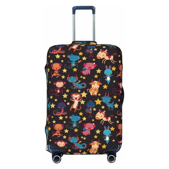 Lsque Cute Animals Printed Luggage Cover, Travel Luggage Protector,Scratch and Dirt Resistant, Fits 18-32 Inch Luggage - Large