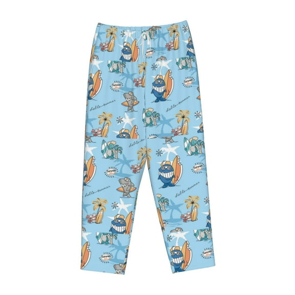 Lsque Cute Animals Surfers Print Women's Pajama Pants, Lounge Pant - Comfortable Home Wear,Elastic Waistband, Stylish Design-Medium
