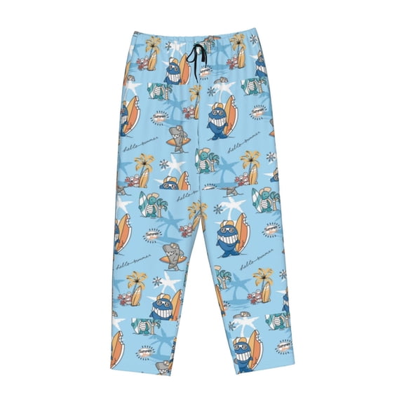 Lsque Cute Animals Surfers Print Women's Pajama Pants, Lounge Pant - Comfortable Home Wear,Elastic Waistband, Stylish Design-Small