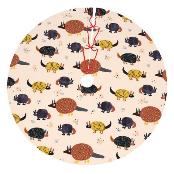 Lsque Cute Armadillo1 Print Christmas Tree Skirt, Tree Skirt with Ties or Velcro, Perfect for Holiday Decorations, Halloween, and New Year-36"