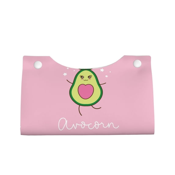 Lsque Cute Avocado Printed Long Tissue Box Cover Holder, Facial Paper Organizer Dispenser,Triangle with Bottom Belt, PVC Leather Decorative Organizer