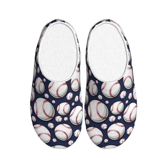 Lsque Cute Basebal Pattern Womens Comfort Cotton on Scuff With Memory Foam and Anti-skid Sole Slipper-42/43
