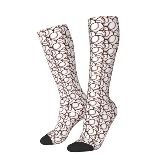 Lsque Cute Baseball Printed Crew Socks Men's Women's LightWeight Thin Casual Calf Socks ,Knee High Socks,Cotton Socks
