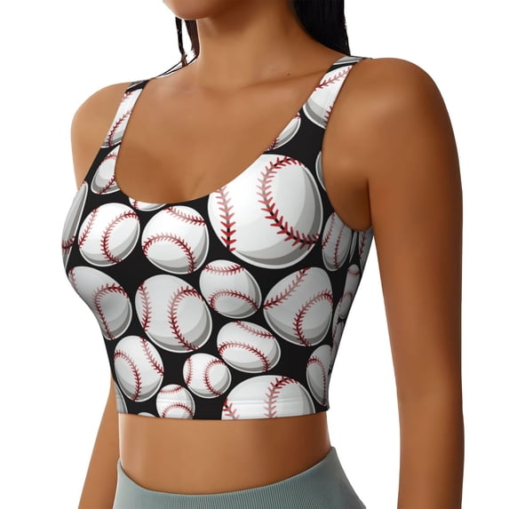 Lsque Cute Baseball Printed Women'S Sports Bra, Compression, Moisture Wicking, High-Impact Sports Bra For Women,Supportive sports bra-XX-Large