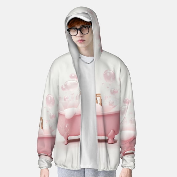 Lsque Cute Bathtub UPF 50+ Lightweight Sun Protection Men's Women's Long Sleeve Shirt, Hoodie Performance -Large