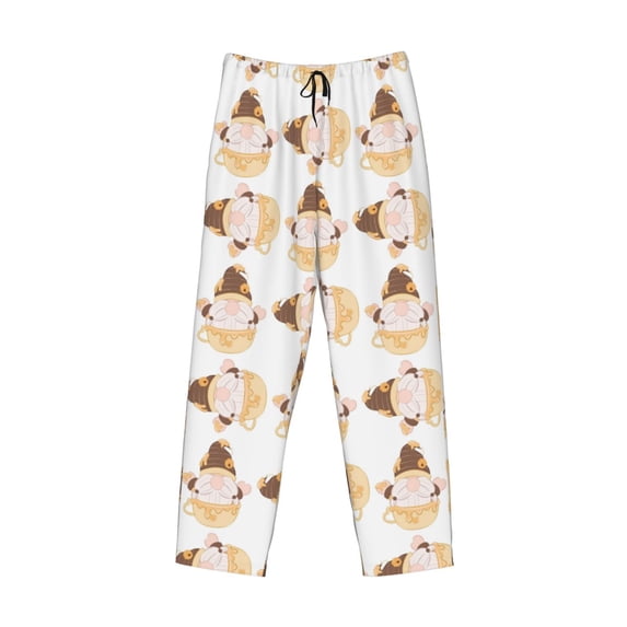 Lsque Cute Bee Gnome Print Men's Pajama Pants, Lounge Pant - Comfortable Home Wear,Elastic Waistband, Stylish Design-X-Large