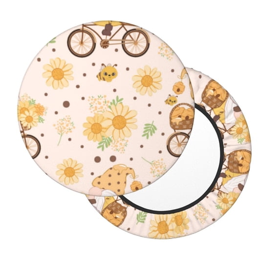 Lsque Cute Bee Gnome Round Bar chair cushion covers Velvet Fabric Premium Comfort Protects from Scratches and Stains for 14-17 Inch Chair- 13 inch